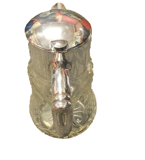 Crystal Pitcher With a Silver Plated Metal