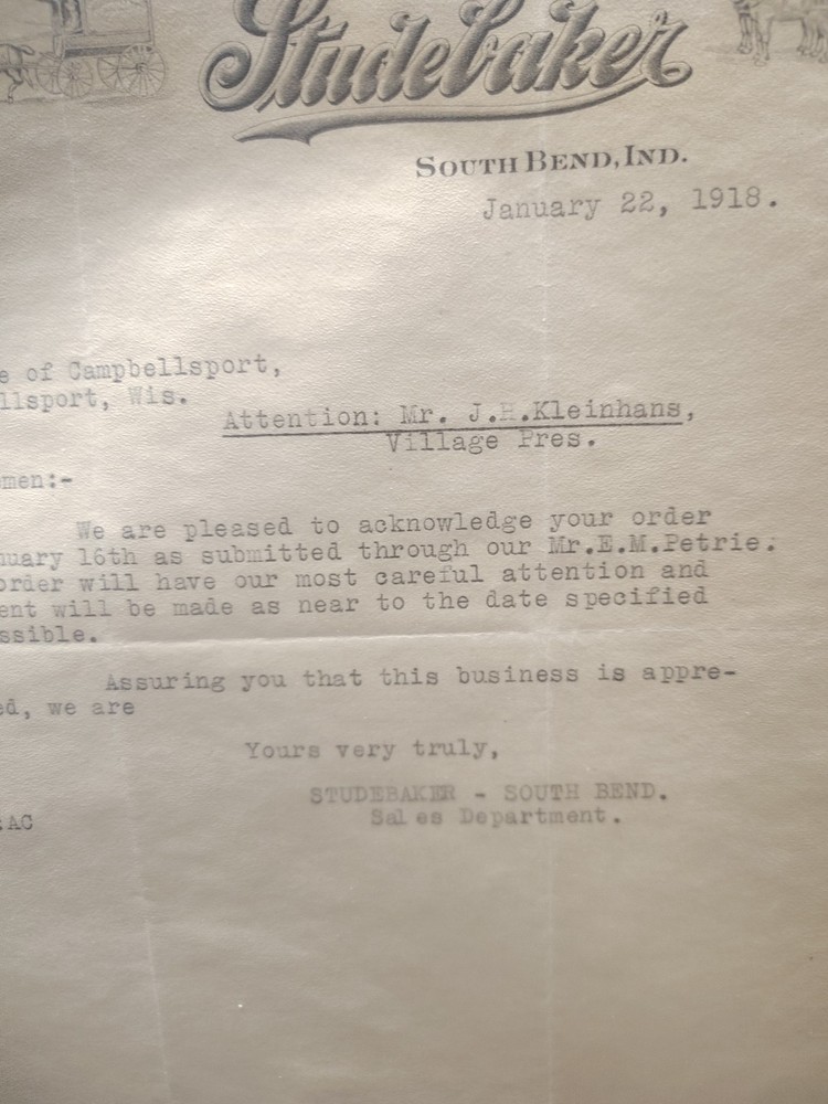 Vintage Letterhead Studebaker South bend In. 1922