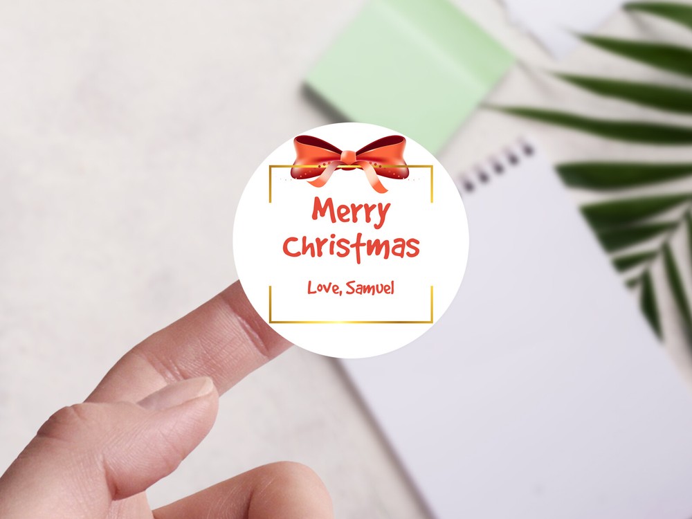 Personalised Christmas round sticker labels, custom stickers