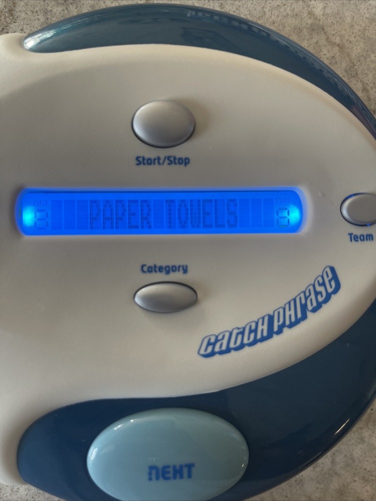 Catchphrase Hasbro Blue White Handheld Electronic Team 2004 Game Trivia Tested