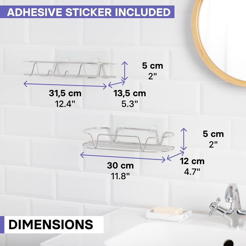 KINCMAX Shower Caddy, Rustproof SUS304 2-Pack Caddies, Silver