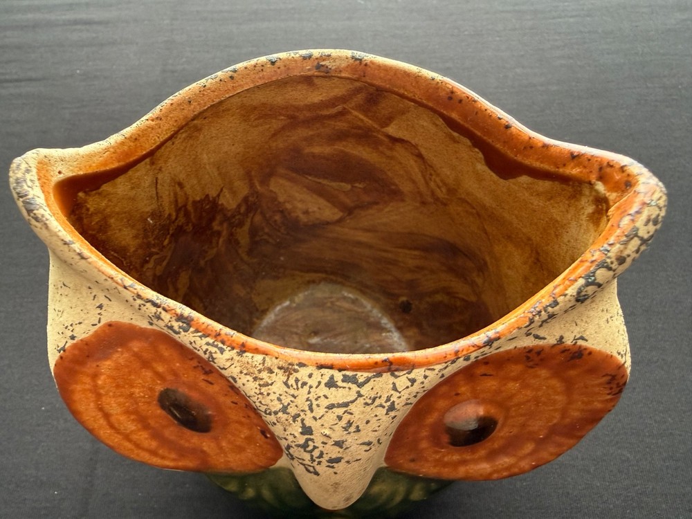 Vintage Owl Planter Pot Rustic Green Brown BOHO BEAUTIFUL