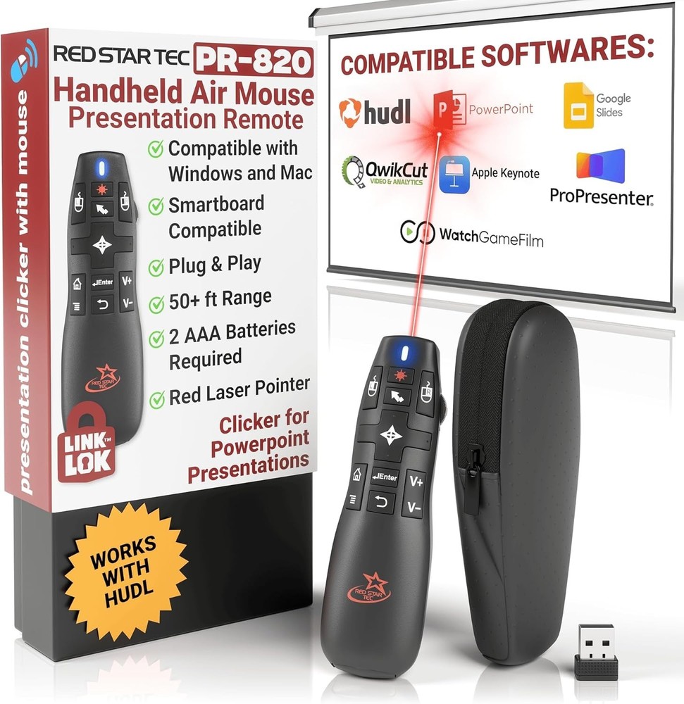 Wireless Presentation Clicker Air Mouse Laser Pointer 50ft RF Mac/PC