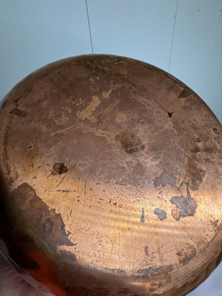 Copper Pot Cauldron Hammered Iron Handles 7x6"
