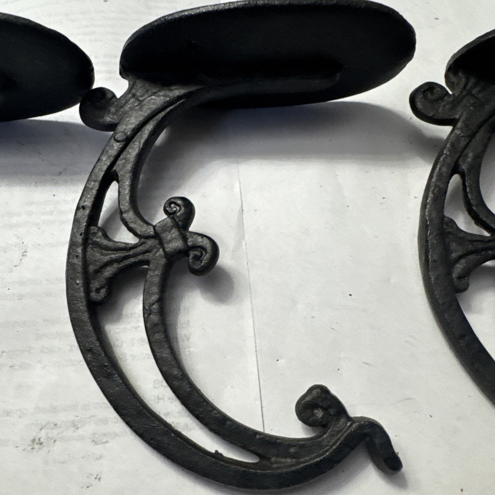 3 Antique Cast Iron Half Round Gutter Bracket 6”Ornate Scroll