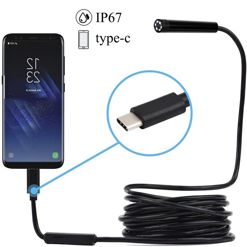 2M 5.5mm 6LED Endoscope Android Type-C Borescope Waterproof Inspection Camera