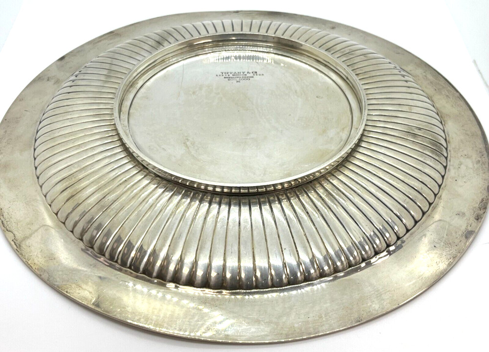 Tiffany & Co. Large Sterling Silver Ribbed Serving Tray
