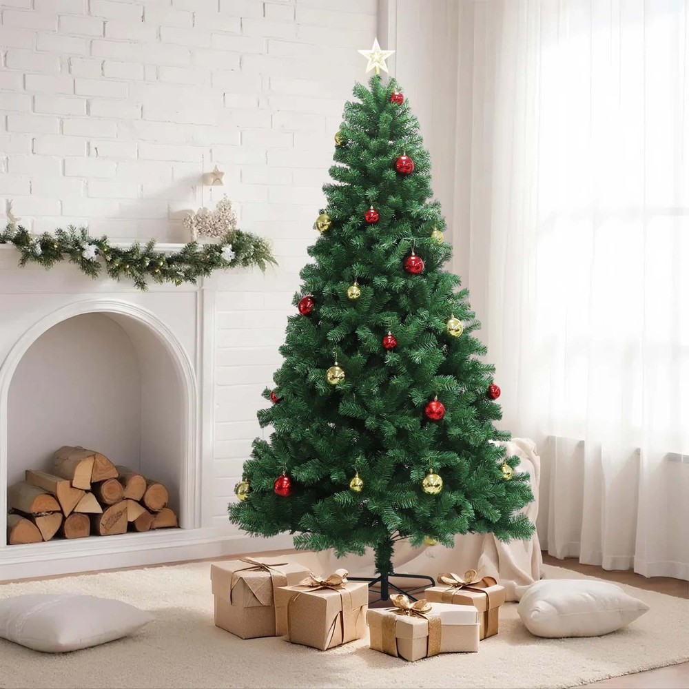 7FT Pre-lit Artificial Christmas Tree w/ Remote Control for Winter Holiday Décor
