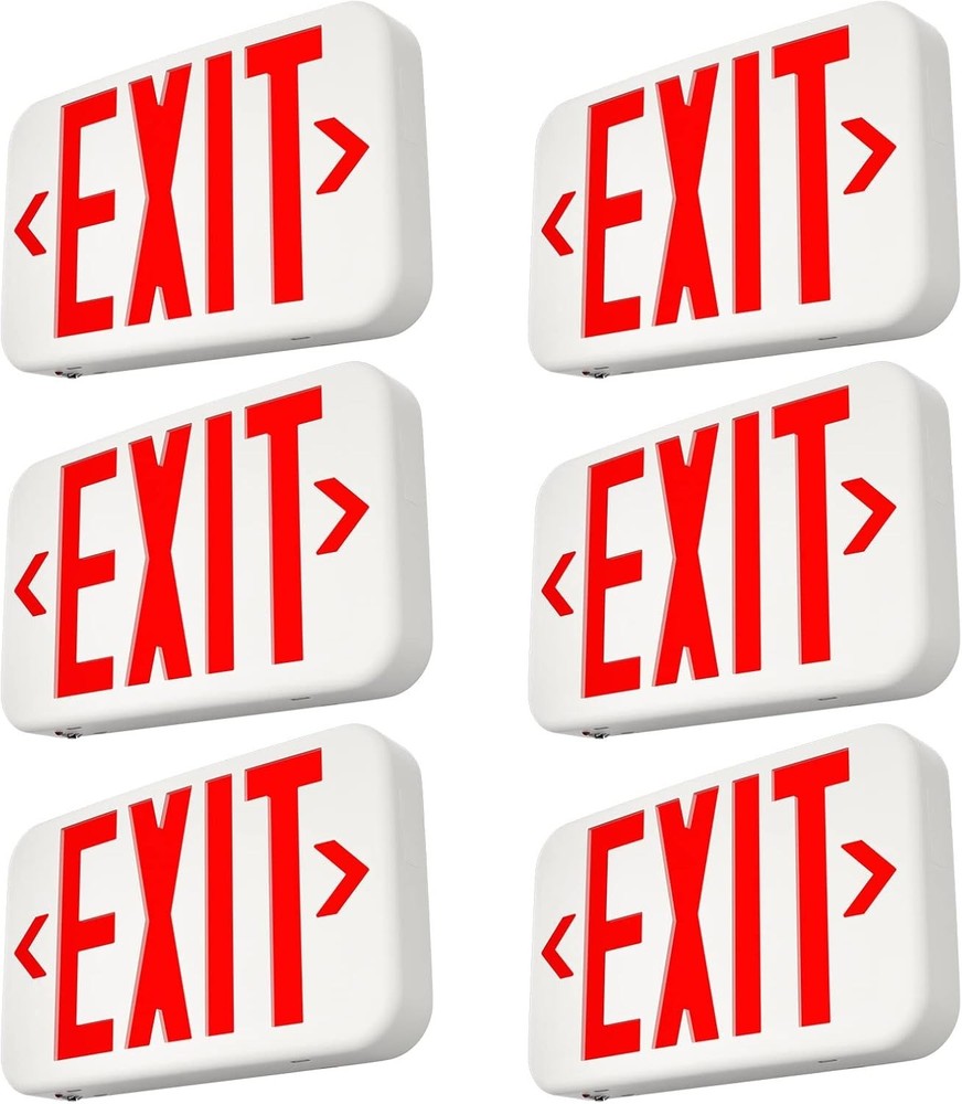 Double-Sided LED Exit Sign Set with Battery Backup and Easy Installation Options
