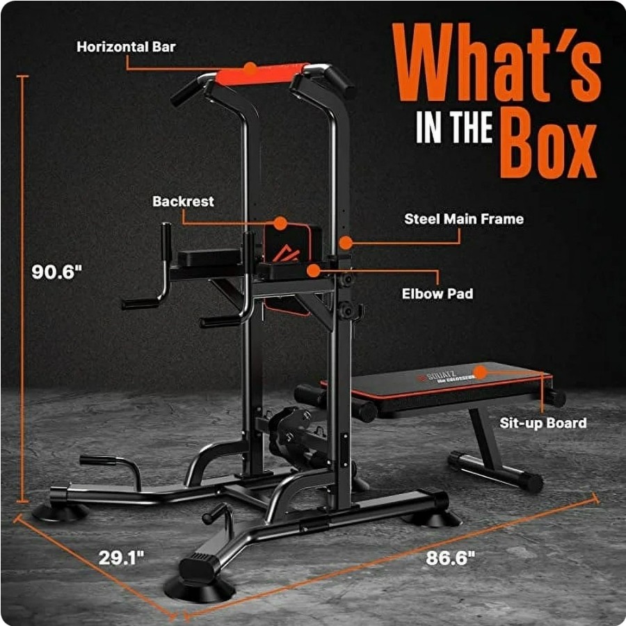 Squatz Power Tower Dip Station Pull Up Bar w/ Bench Local Pickup Only