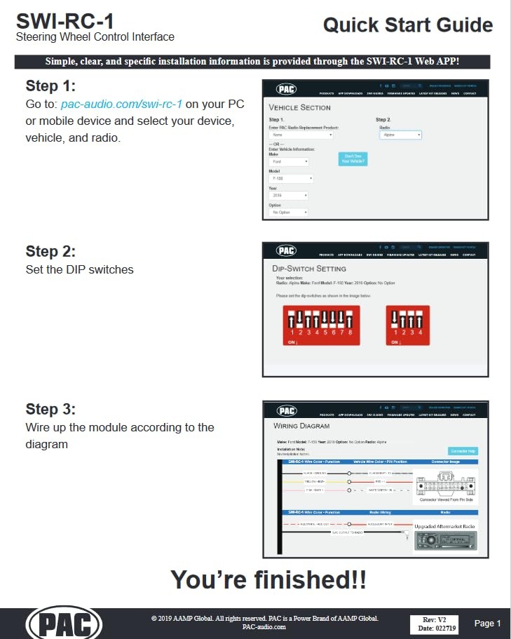 PAC SWI-RC Steering Wheel Control Interface Designed for All Small, Blue