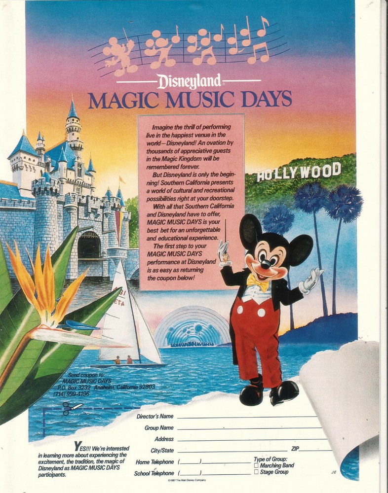 Mickey Mouse Disneyland Magic Music Days 1987 Ad- group participants