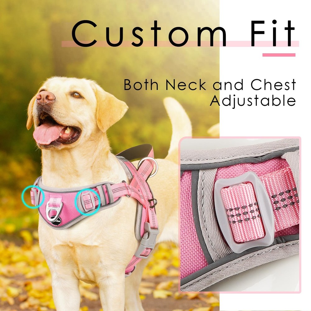 Dog Harness Medium Dog No Pull with QR Dog Tag, Adjustable Reflective Dog Ves...