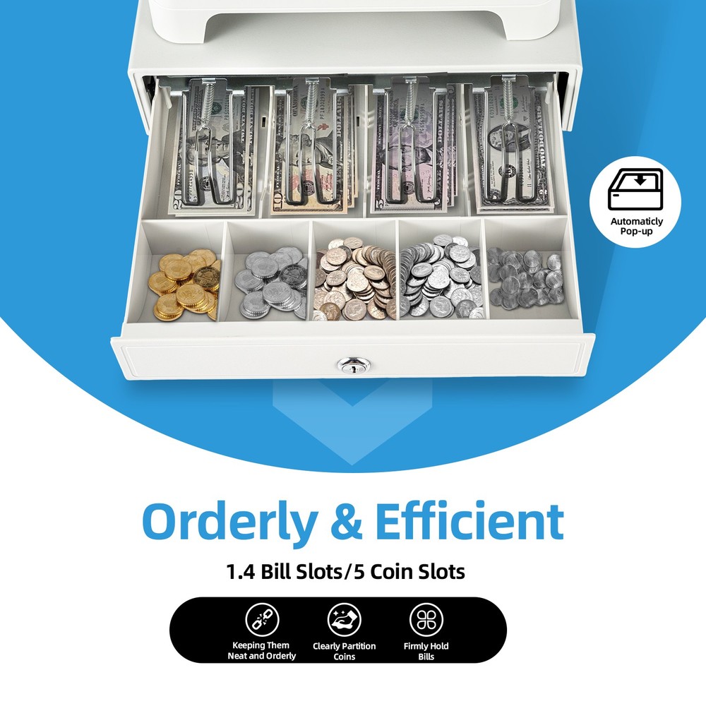 Electronic Cash Register with 48 Keys, LCD Display & Secure Drawer