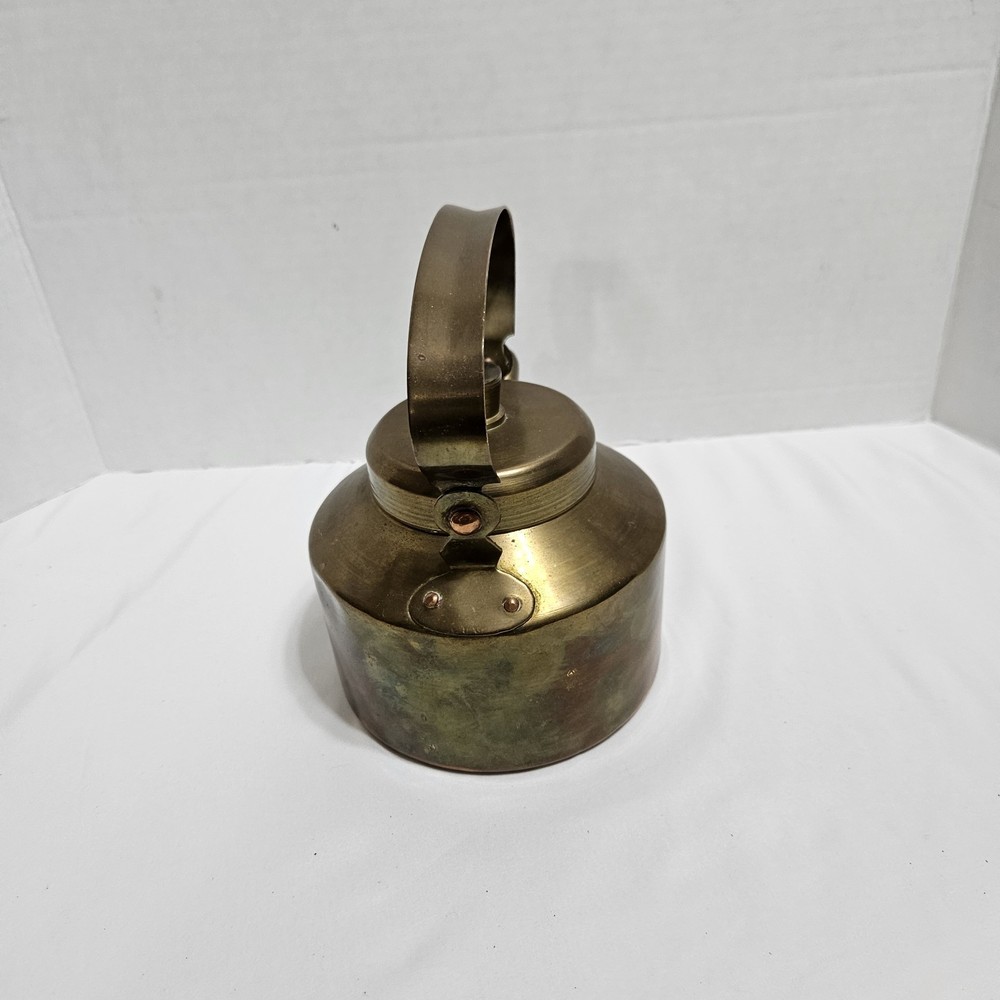 Vintage Brass Kitchenware Tea Kettle Pot Original Old Hand Crafted