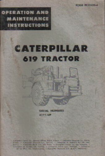 Caterpillar 619 Tractor Operators Manual