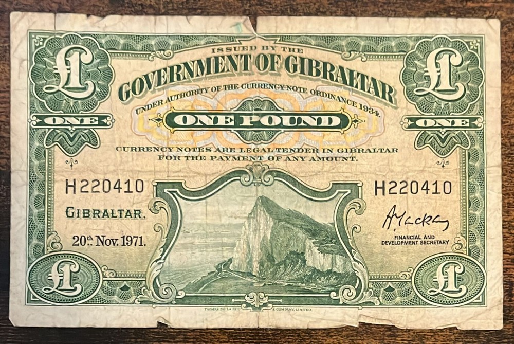 Gibraltar Ref W018 : £1 one Pound Banknote - 1971