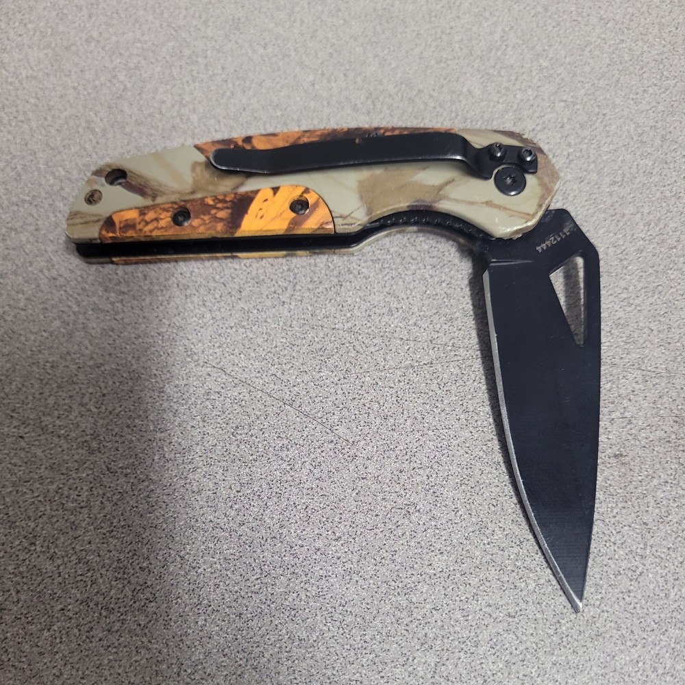 Old Timer Folding Pocket Knife Orange Treebark Camo