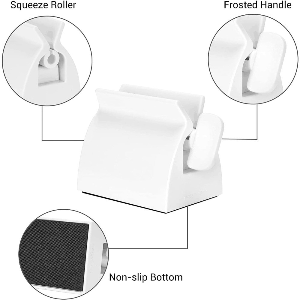 Rolling Tube Toothpaste Squeezer and Holder Stand for Bathroom White