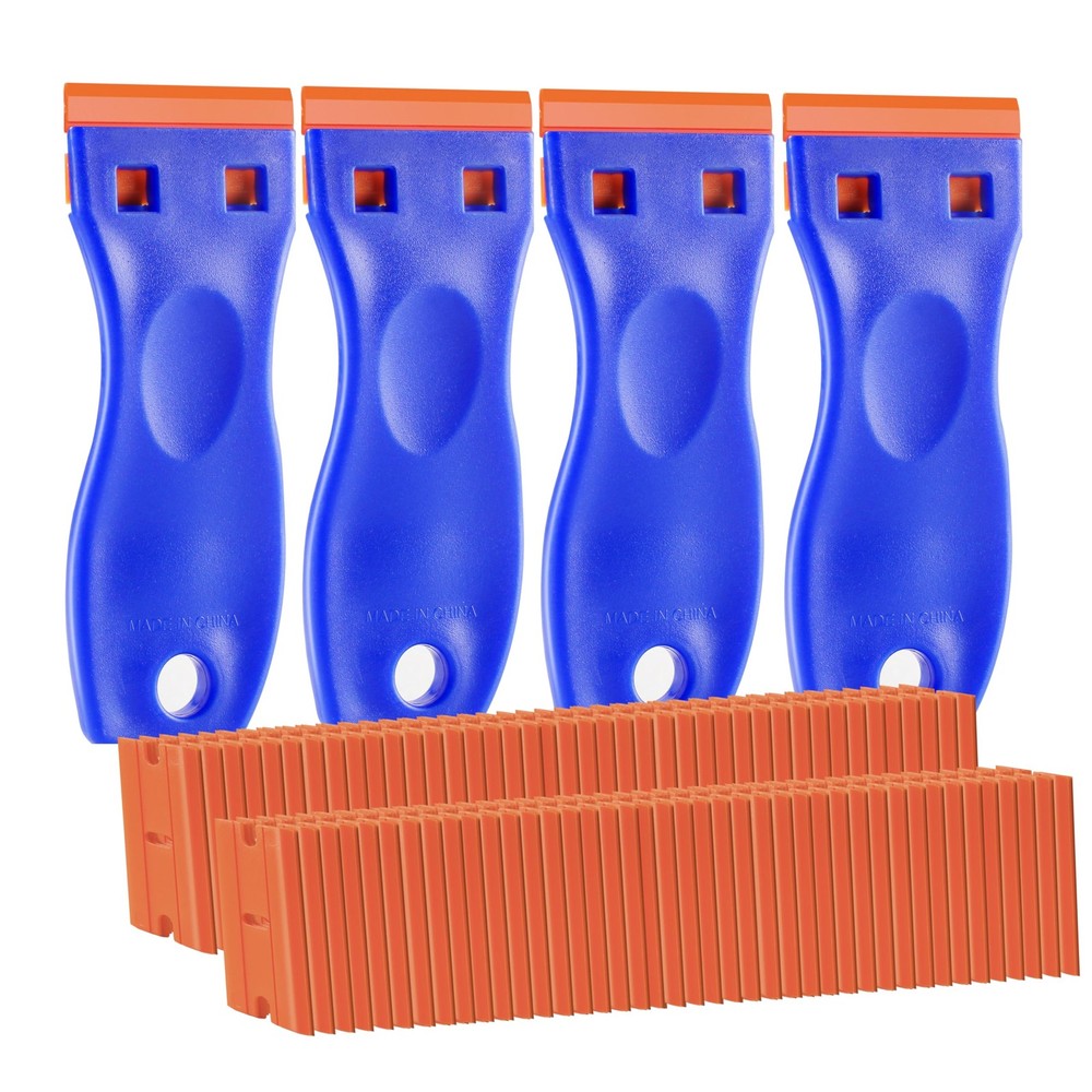 JVSEYTE 4 PCS Plastic Razor Blade Scraper and 120 Blue