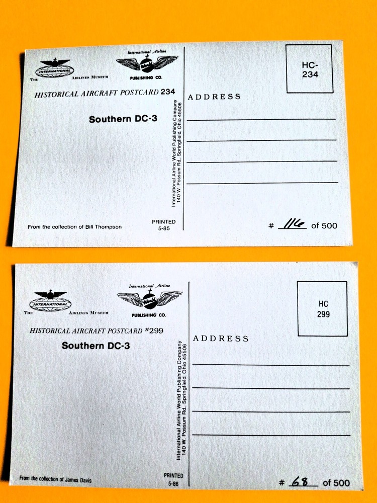 SOUTHERN Postcards 2 Douglas DC-3