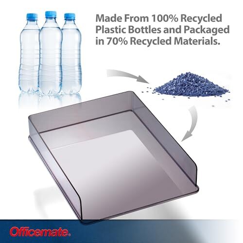 Stackable Letter Trays made from Recycled Bottles Translucent Gray 2 Pack 21040