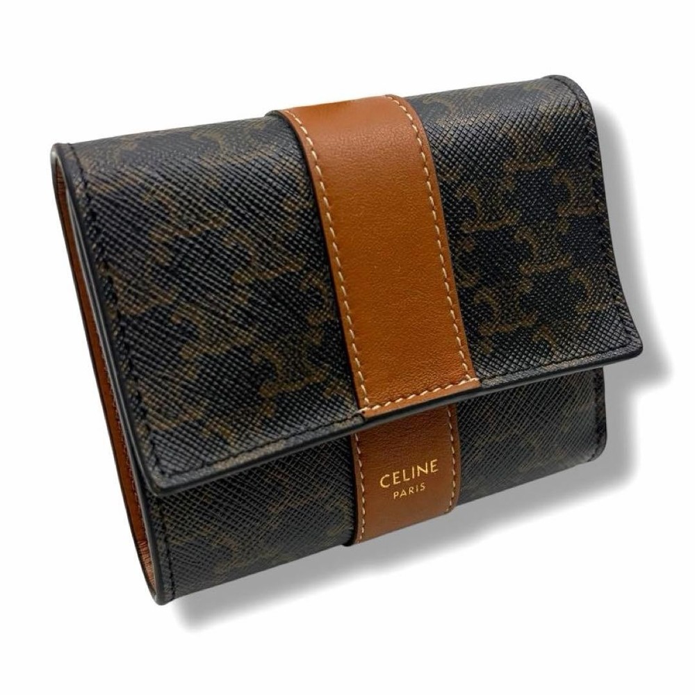 CELINE Small Tri Fold Wallet Triomphe Foldable Wallet From Japan