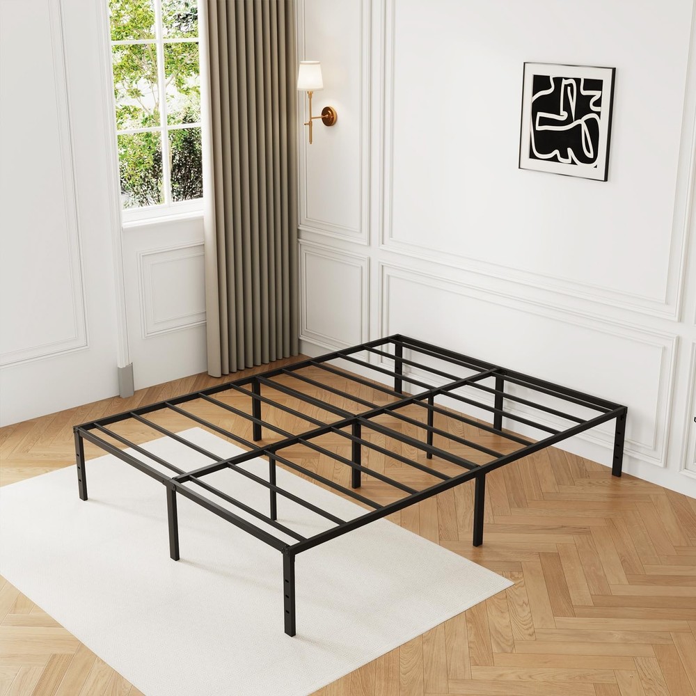 Bed Frame, Metal Platform Bed Frame No Box Spring Needed, Bed with Heavy Duty...