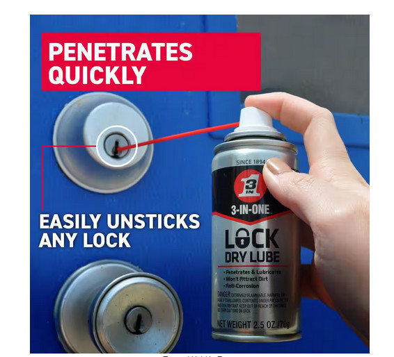 2.5 oz Lock Dry Lube – Lock Lubricant & Penetrant Graphite Spray