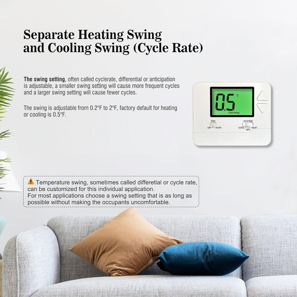 User-Friendly Non-Programmable Thermostat for Single-Stage Heating and Cooling