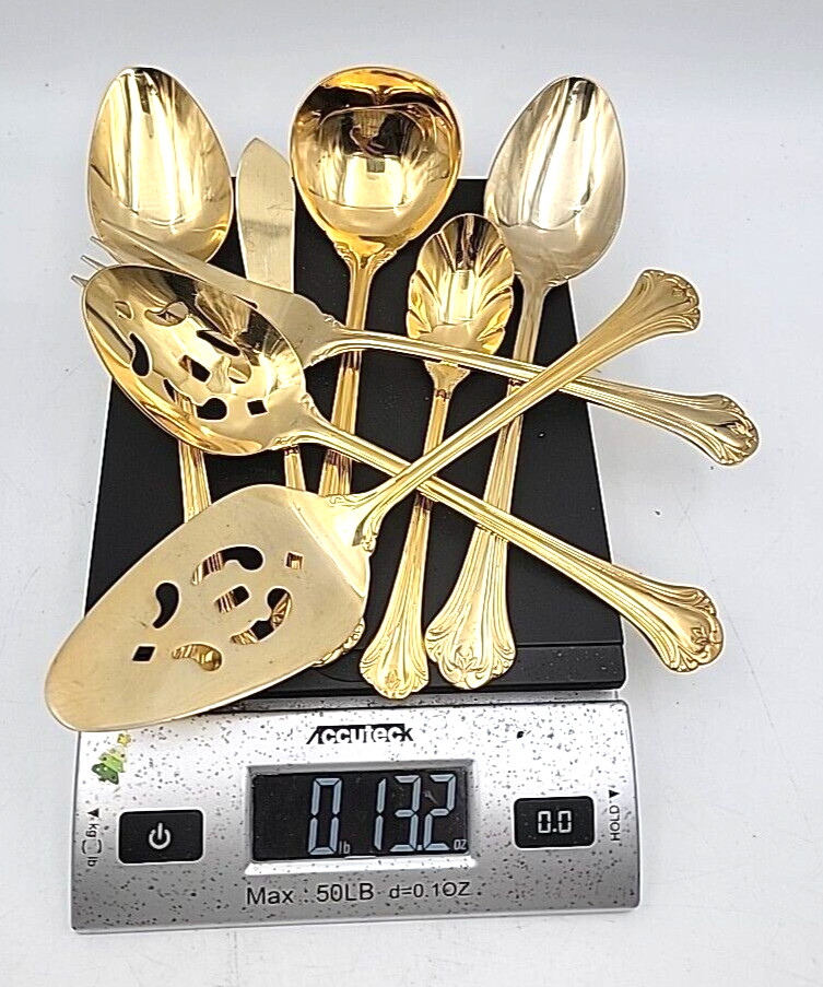 Michael Lloyd 8 Piece Goldtone Serving Set Stainless Steel Flatware