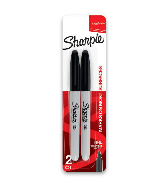 Sharpie Permanent Markers, Fine Point, Black, 2 Count