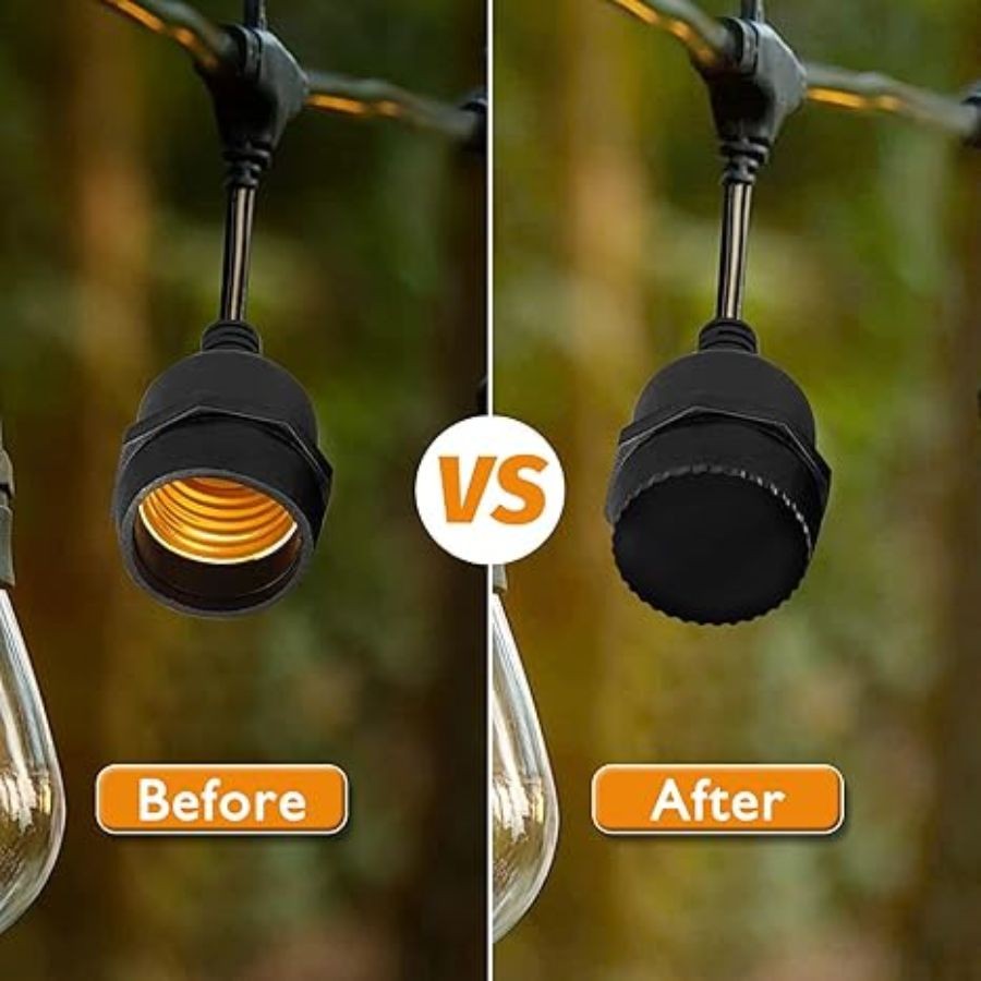 Light Socket Caps, Bulb Socket Safety Covers for String Lights, Fit Standard & R