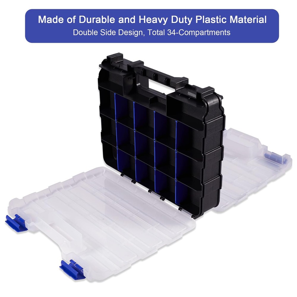 AIDY-PRO Small Parts Organizer Box Storage Case Tools 2 PACK, Blue