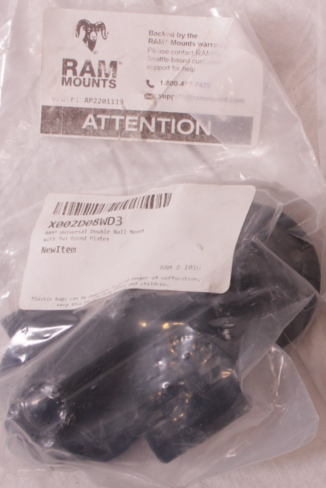 RAM Universal Double Ball Mount with Two Round Plates B Size Medium RAM-B-101U