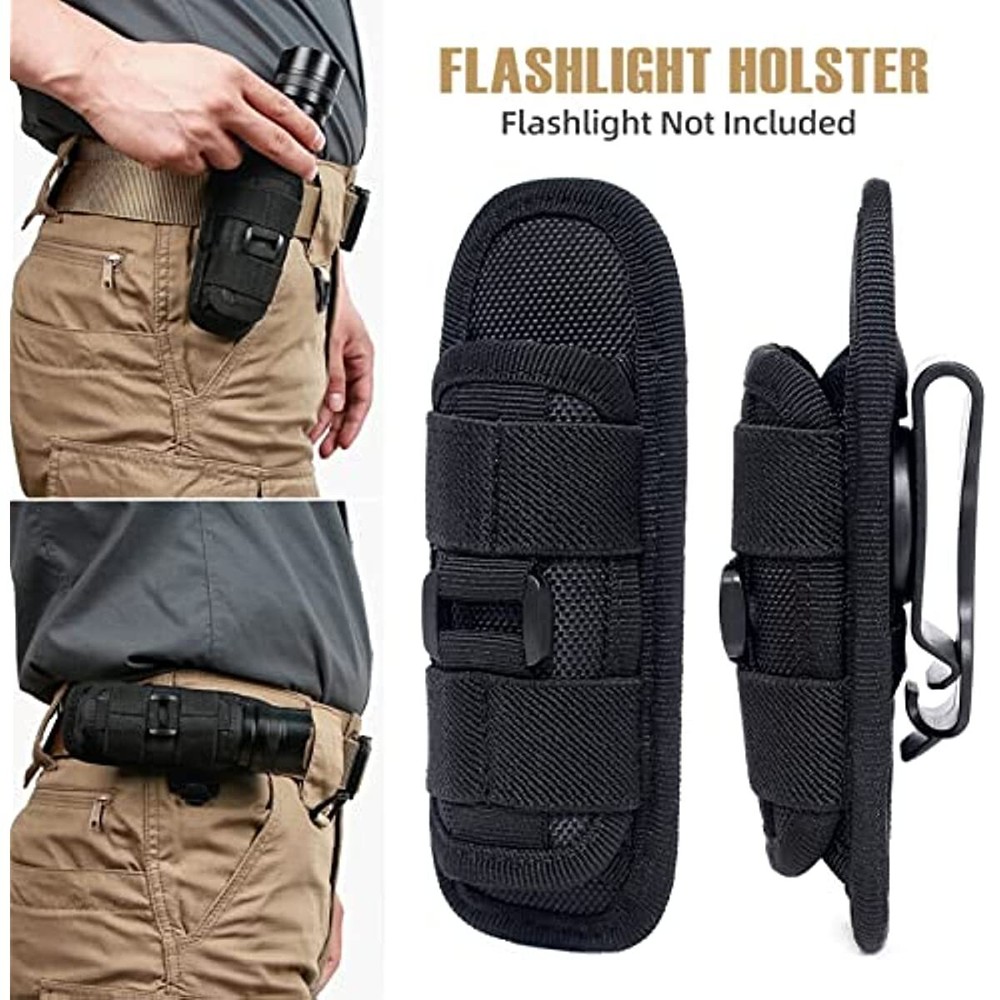 2Pack Tactical Flashlight Pouch Holster 360 Rotatable Flashlight Holder Case US