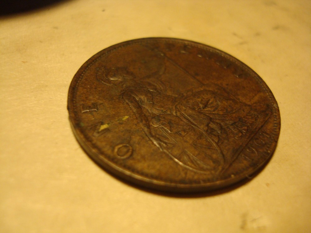 1901 Great Britain One Penny Coin