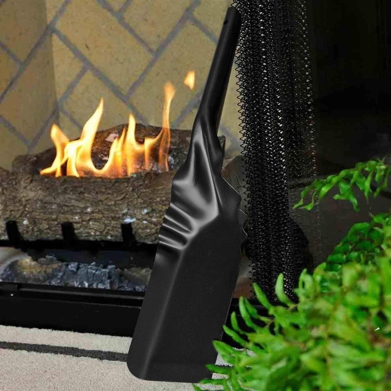 Ergonomic Fireplace Shovel Rust Resistant Iron Tool Indoor Outdoor Use