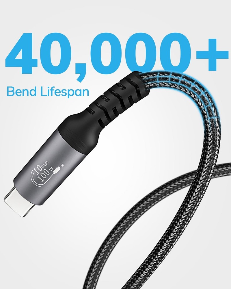 USB C Extension Cable - 10Gbps Data Transfer, 100W Fast Charging, 1FT, Black