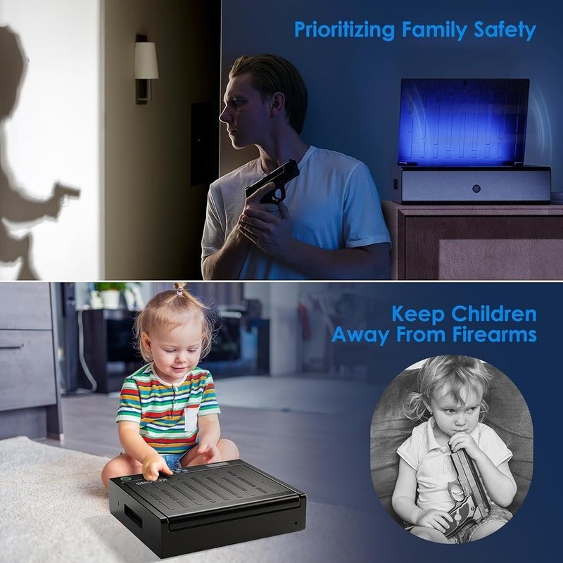 Biometric Gun Safe Fingerprint Access Numeric Keypad Secure Storage 2 Handguns