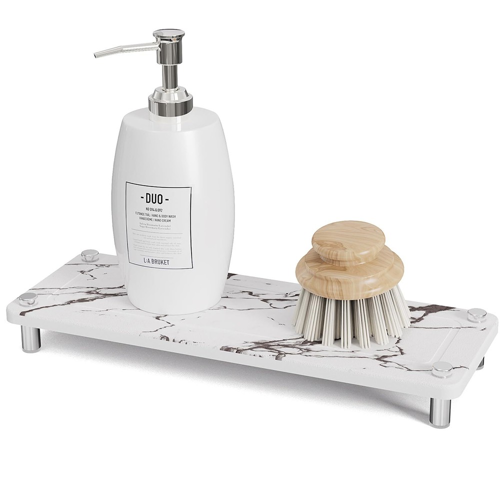 Stone Drying Tray Water Absorbing Stone Tray For Sink Bathroom Diatomaceous Eart