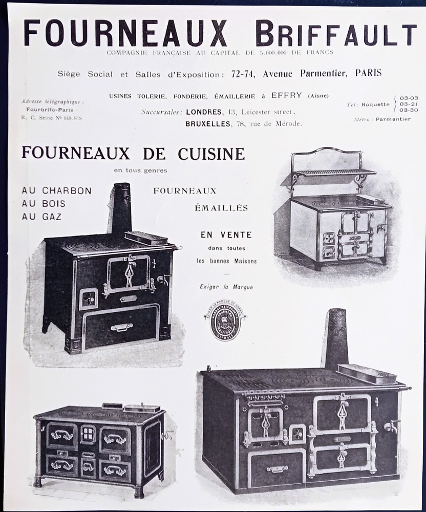 1900' Kitchen Heaters Stoves Briffault Paris Old Advertising