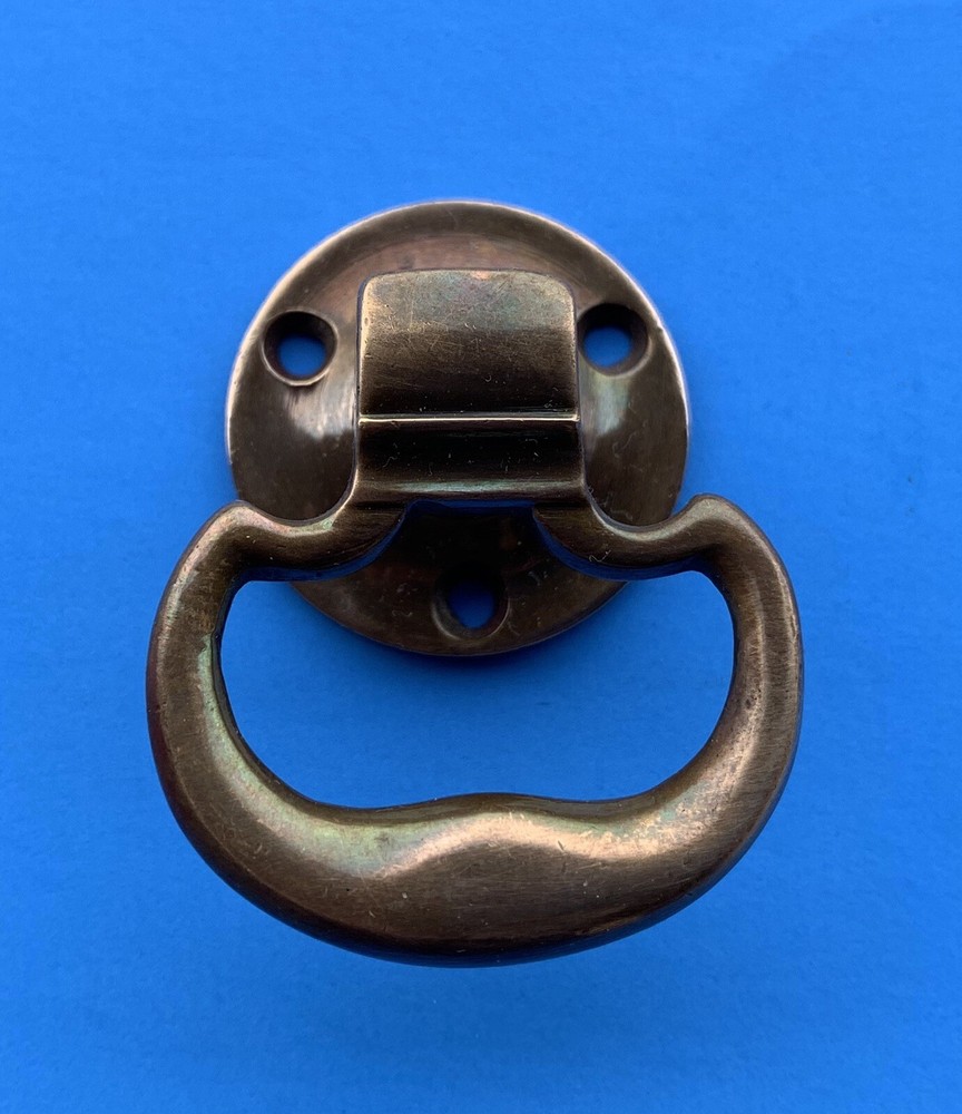 Brass  Craftsman Art Deco Mission Antique Hardware Cabinet Drawer Pull Drop Ring