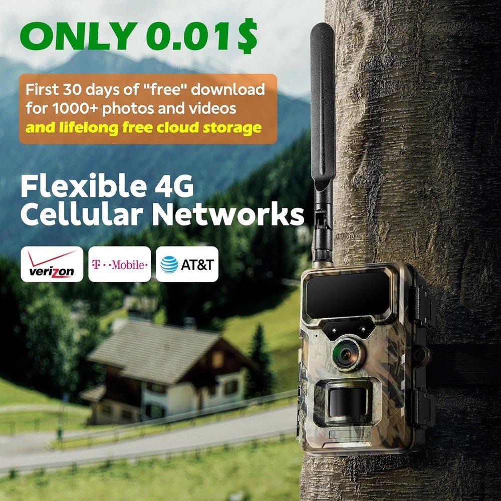 4G LTE Cellular Trail Camera + 64Gb SD Hunting Game Security Camera 0.1s Trigger