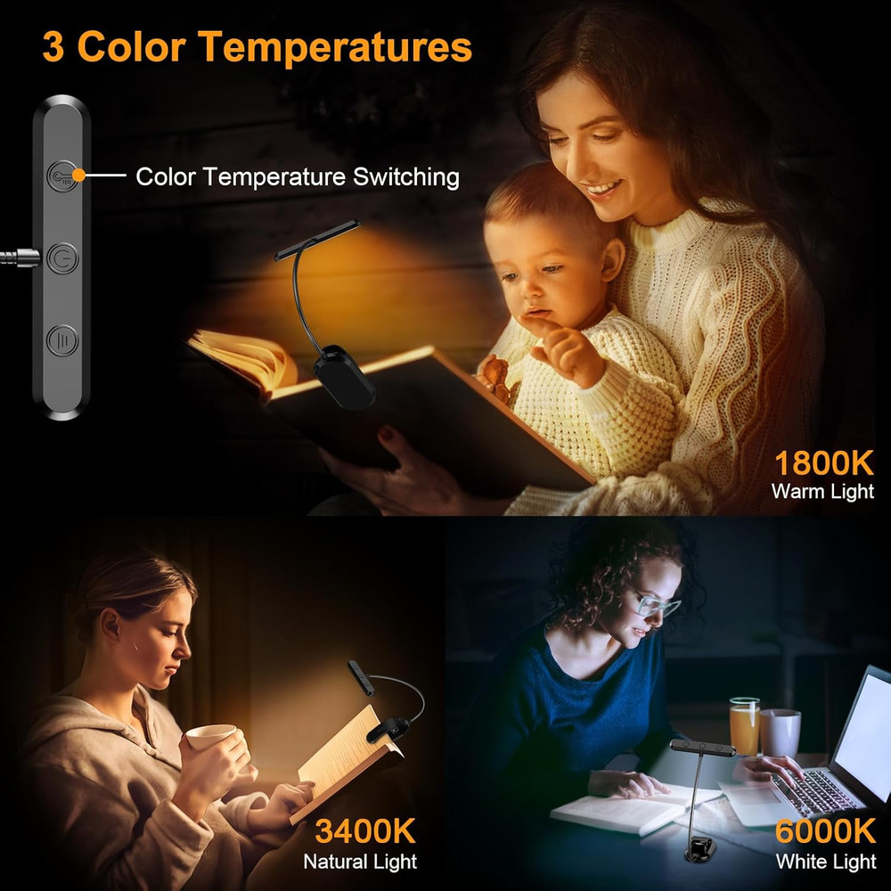 Rechargeable Book Light for Reading in Bed with 19 LED & Memory Function