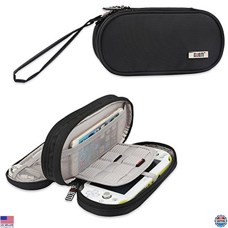 BUBM Black Double Compartment Storage Case for PS Vita & PSP - Durable Organizer