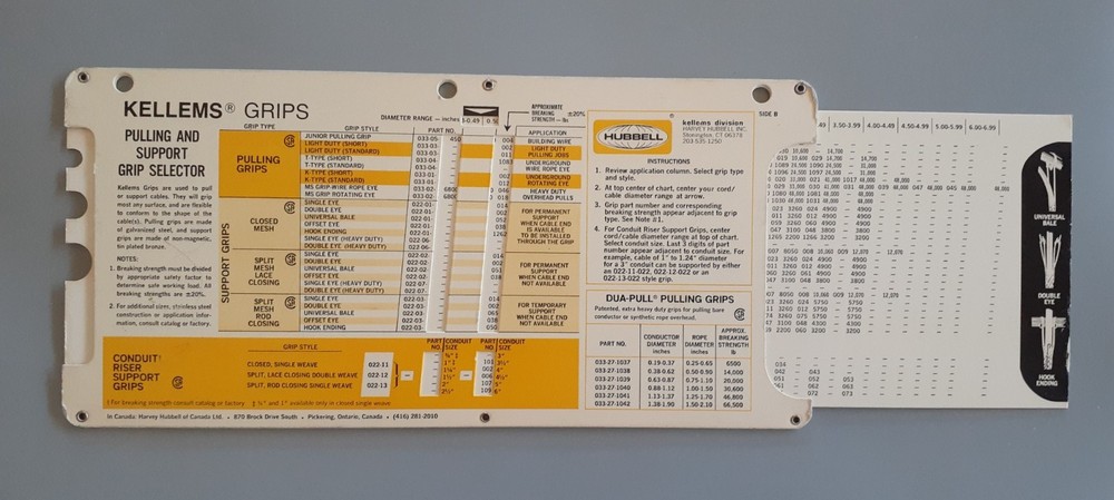 Vntg Paperboard KELLEMS PULLING & SUPPORT GRIP SELECTOR -Electrical Engineering