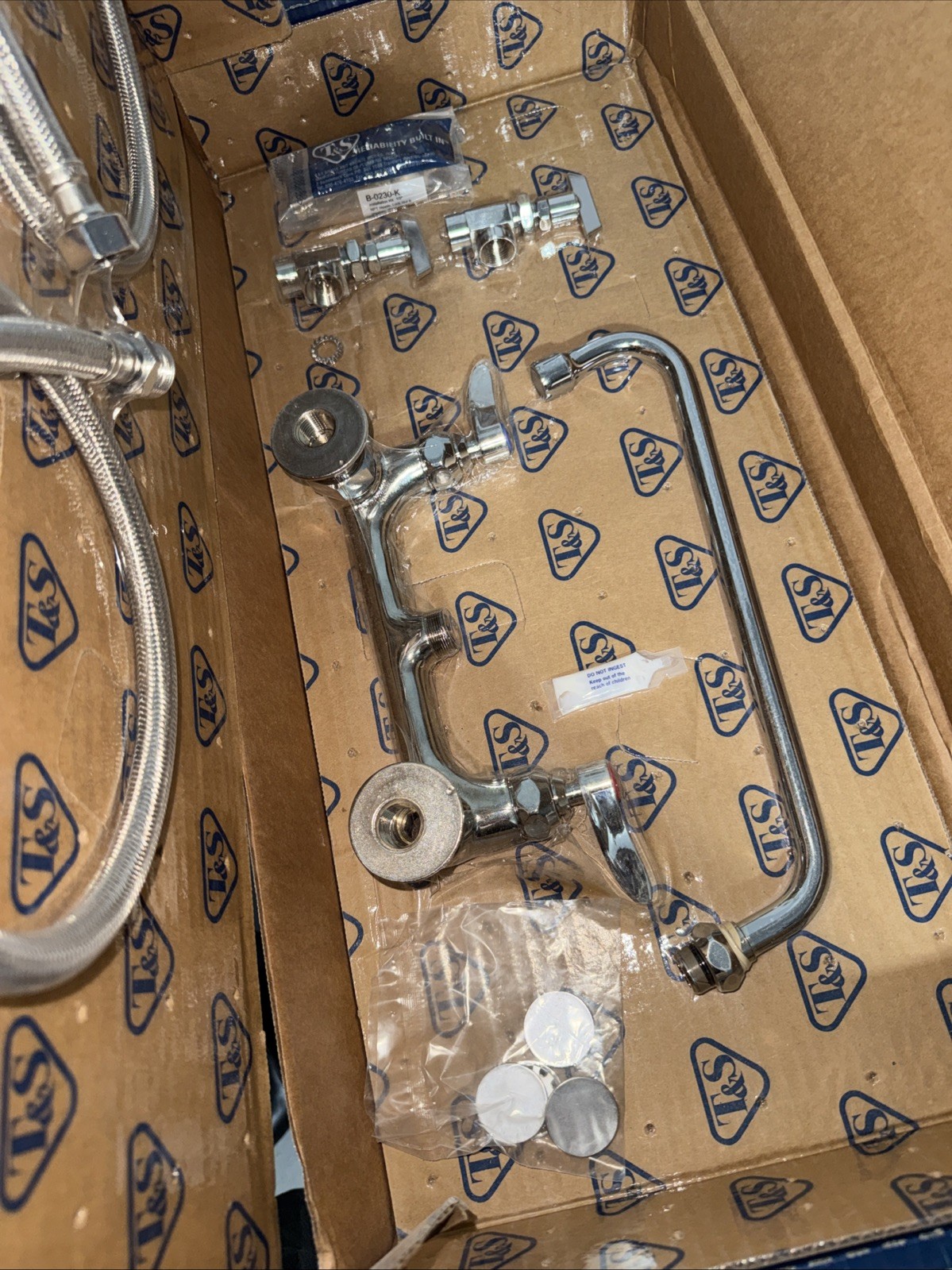 T&S Brass B-0233-01 Double Pantry Faucet 1/2" Brass 125 PSI 140F Wall-Mounted