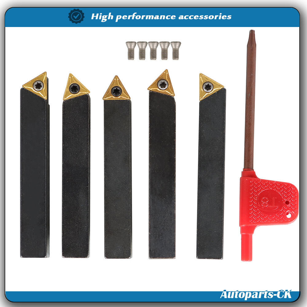 5 Pieces 3/8" Lathe Indexable Carbide Insert Turning Tooling Bit Holder Set
