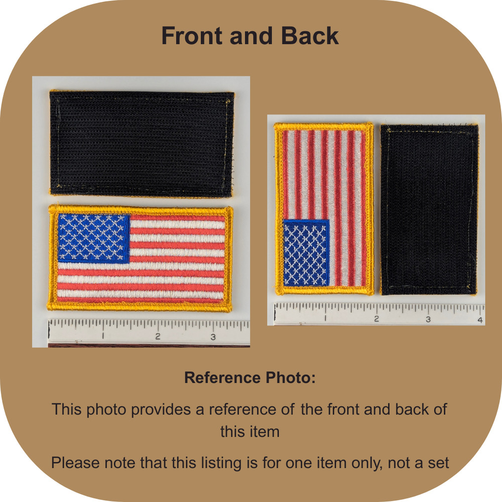 American Flag Patch - Full Color Tactical Patch Hook Fastener Gold Border 3.25x2